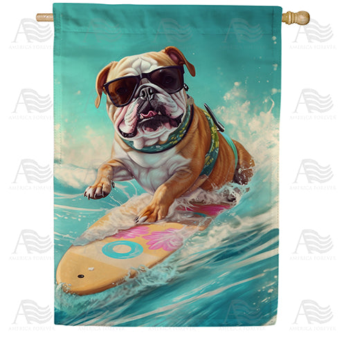 Surfing Dog Double Sided House Flag