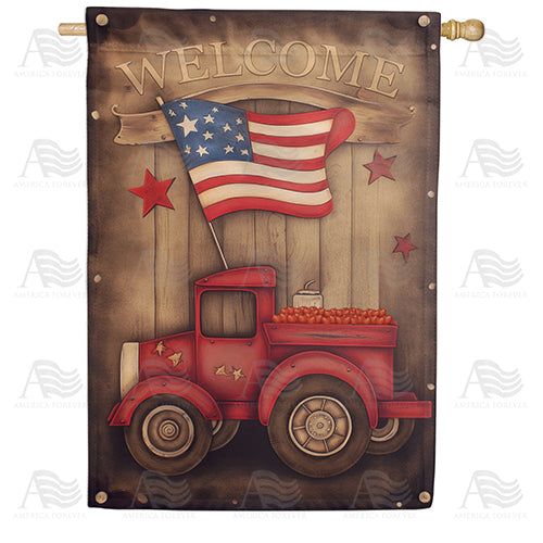 Primitive Pickup Welcome Double Sided House Flag