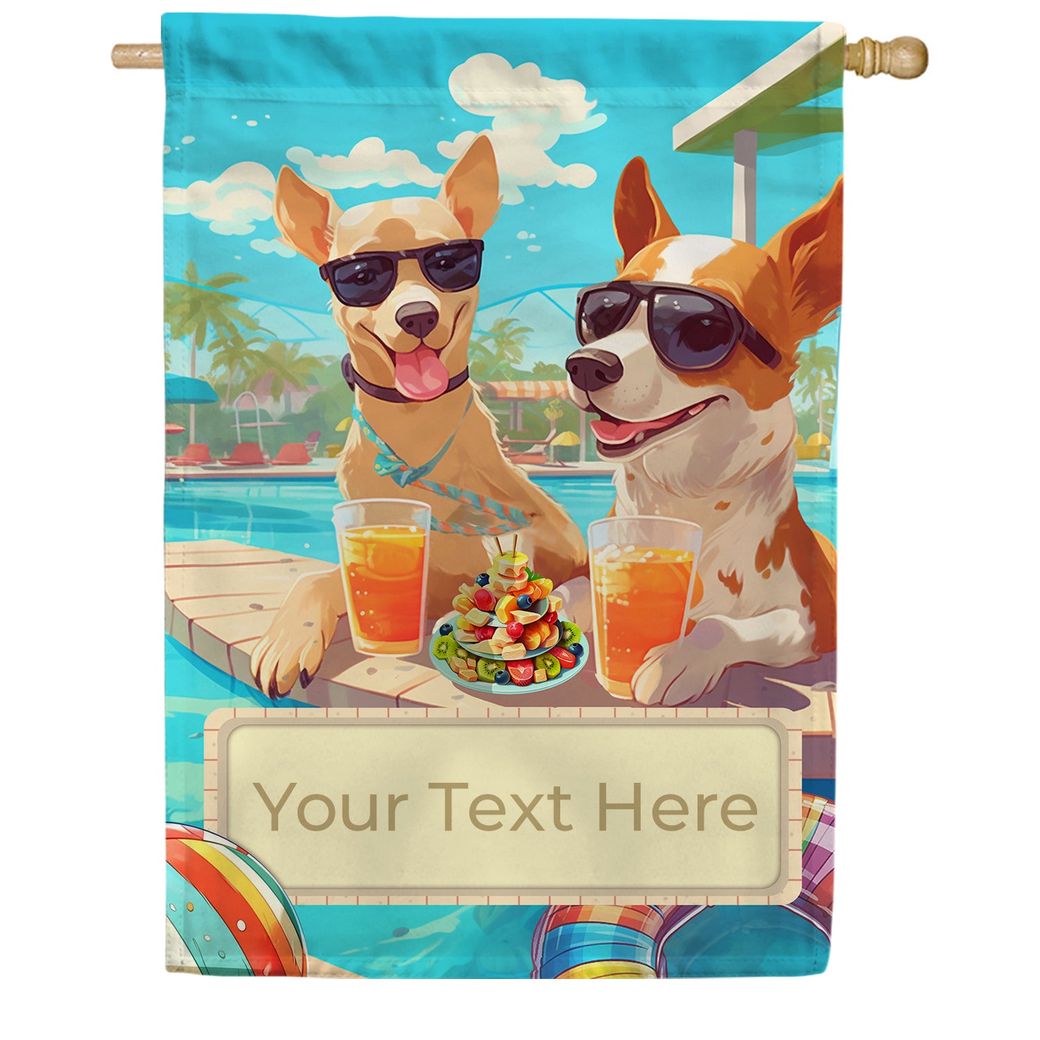 Poolside Party Double Sided House Flag