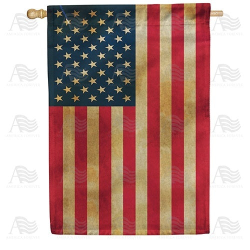 Tea-Stained USA Double Sided House Flag