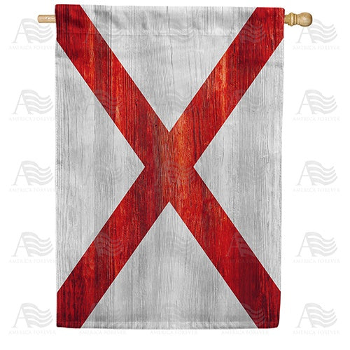 Alabama State Wood-Style Double Sided House Flag
