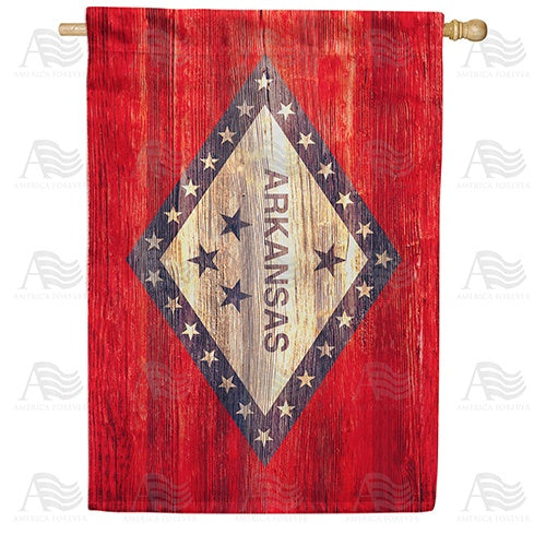 Arkansas State Wood-Style Double Sided House Flag