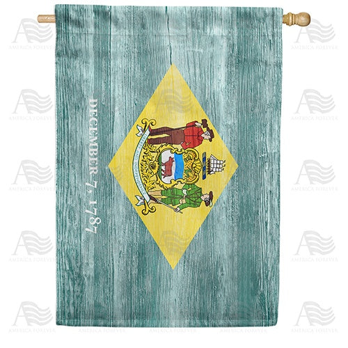 Delaware State Wood-Style Double Sided House Flag