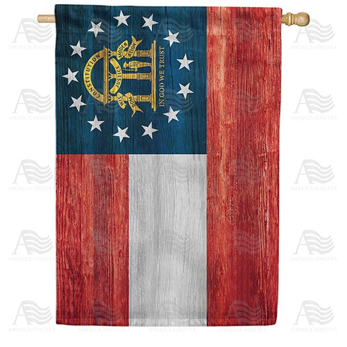 Georgia State Wood-Style Double Sided House Flag