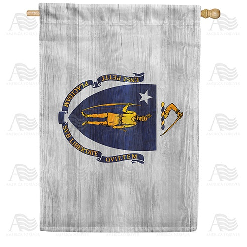 Massachusetts State Wood-Style Double Sided House Flag
