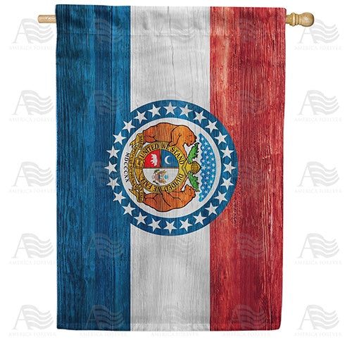 Missouri State Wood-Style Double Sided House Flag