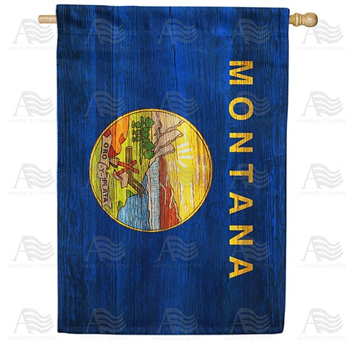 Montana State Wood-Style Double Sided House Flag