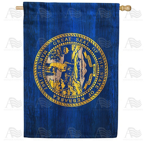 Nebraska State Wood-Style Double Sided House Flag