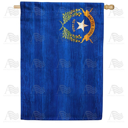 Nevada State Wood-Style Double Sided House Flag