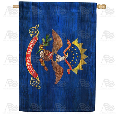 North Dakota State Wood-Style Double Sided House Flag