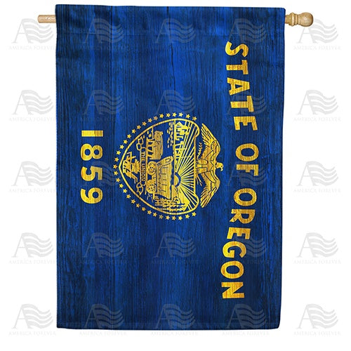 Oregon State Wood-Style Double Sided House Flag