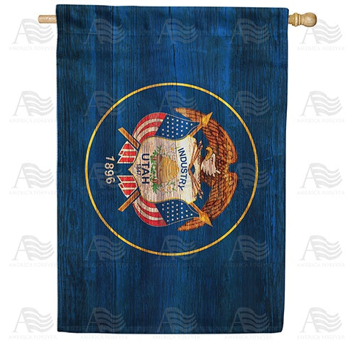 Utah State Wood-Style Double Sided House Flag