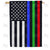 Thin Green, Red, Blue Line Double Sided House Flag