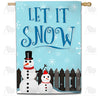 Let It Snow Backyard Snowmen Double Sided House Flag
