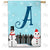 Let It Snow Backyard Snowmen Monogram Double Sided House Flag