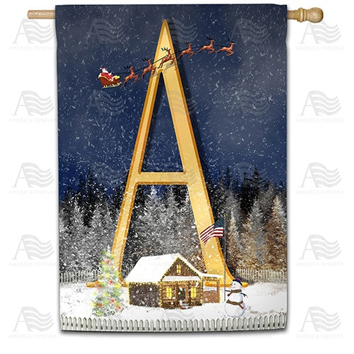 Santa Is Coming Double Sided Monogram House Flag
