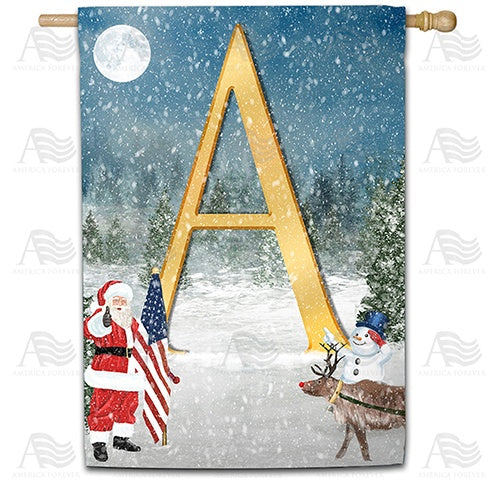 Merry Christmas USA Double Sided Monogram House Flag