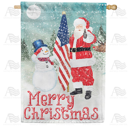 Merry Christmas USA Double Sided House Flag
