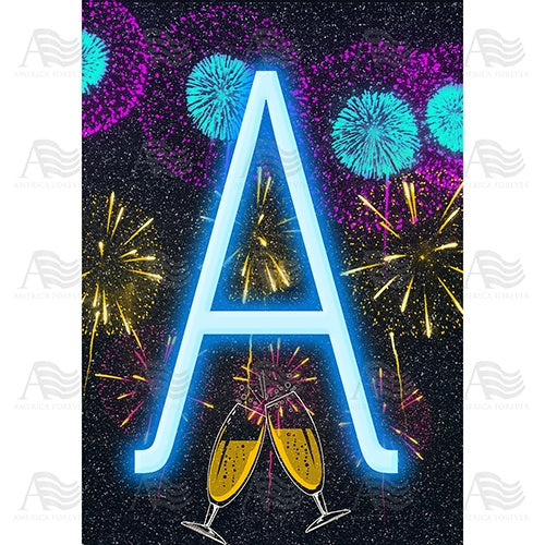 New Year Cheers Monogram House Flag