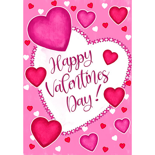 Happy Valentine's Day Hearts Double Sided House Flag