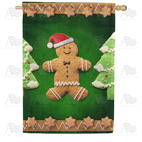 Santa Gingerbread Man Double Sided House Flag