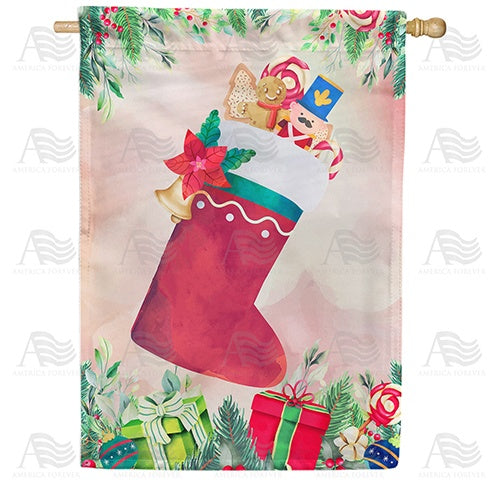 Vintage Stocking Double Sided House Flag