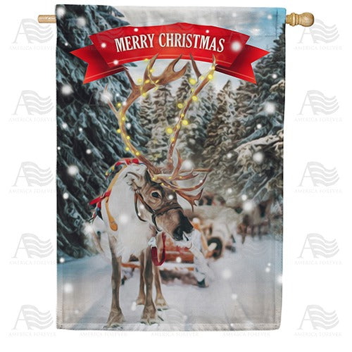 Sleigh Ride Merry Christmas Double Sided House Flag