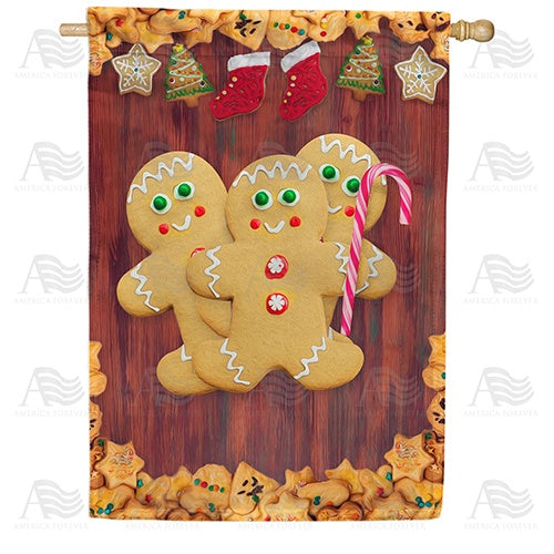 Gingerbread Man Trio Double Sided House Flag