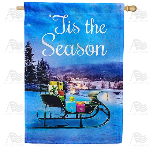 Sleigh Of Gifts Double Sided House Flag