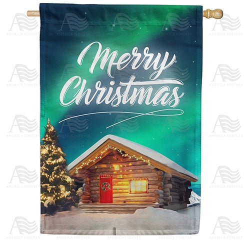 Merry Christmas At The Cabin Double Sided House Flag