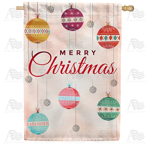 Merry Christmas Balls Double Sided House Flag