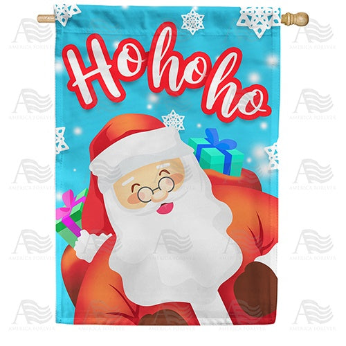 Ho Ho Ho Santa Claus Double Sided House Flag