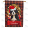 Santa Puppy Double Sided House Flag