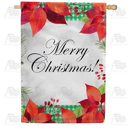 Poinsettia & Green Gingham Double Sided House Flag