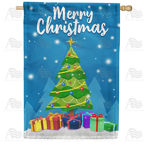 Merry Christmas-Tree & Gifts Double Sided House Flag