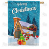 Merry Christmas Snowman Double Sided House Flag