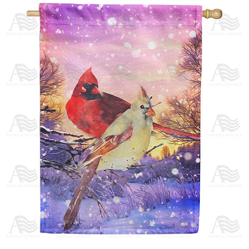 Winter Cardinals Painting Double Sided House Flag