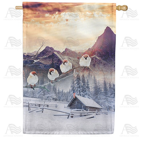 Winter In The Mountains Double Sided House Flag
