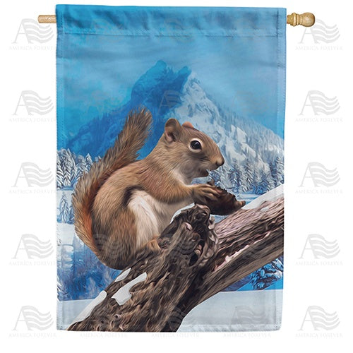 Mountain High Squirrel Double Sided House Flag