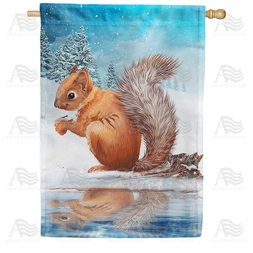 Squirrel's Pond Reflection Double Sided House Flag