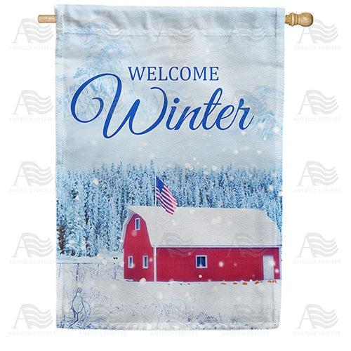 Welcome Winter On The Farm Double Sided House Flag
