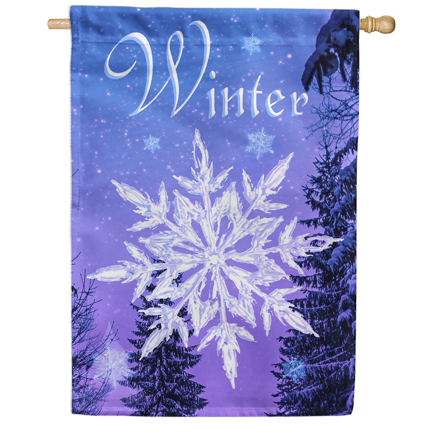 Crystal Snowflake Double Sided House Flag