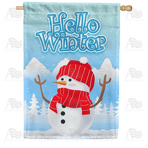 Snowman Greets Winter Double Sided House Flag