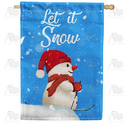 Snowman Skier Double Sided House Flag
