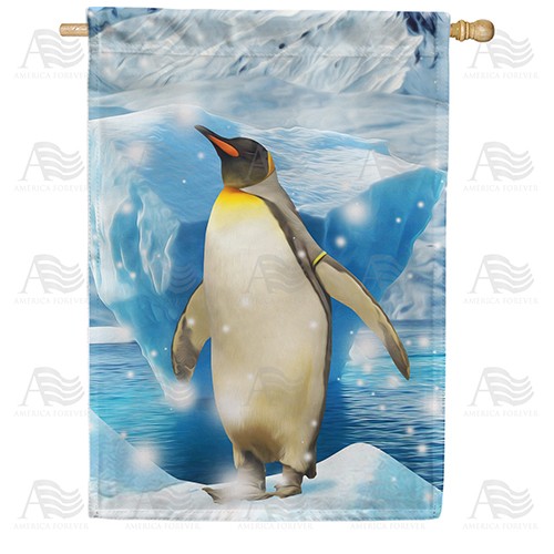 America Forever Penguin On Glacier Double Sided House Flag