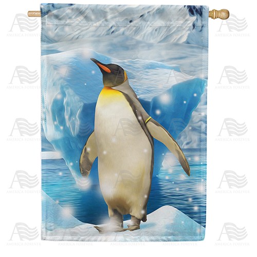 Penguin On Glacier Double Sided House Flag