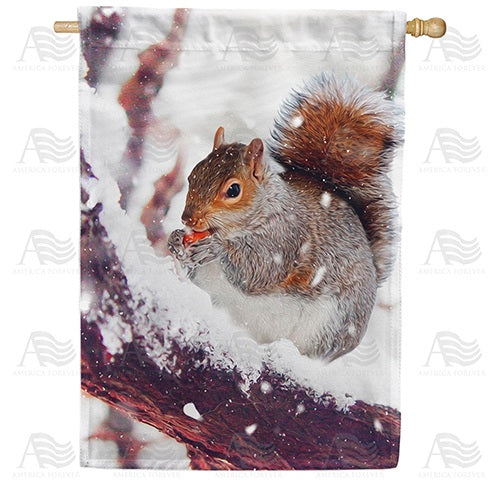 Winter Foraging Double Sided House Flag