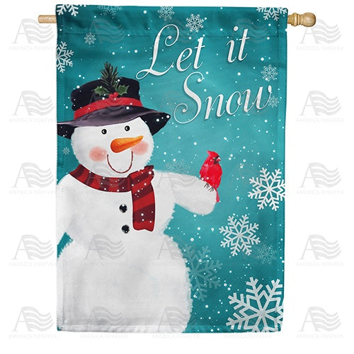 Snowman & Feathered Friend Double Sided House Flag
