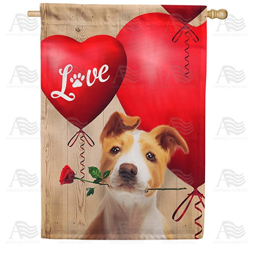 Puppy Love Heart Double Sided House Flag