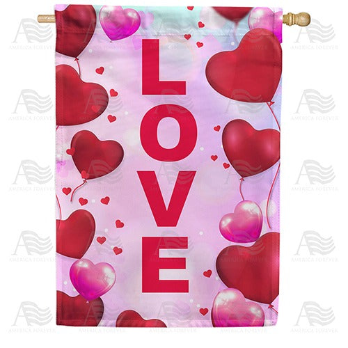 Love Is In The Air Hearts Double Sided House Flag